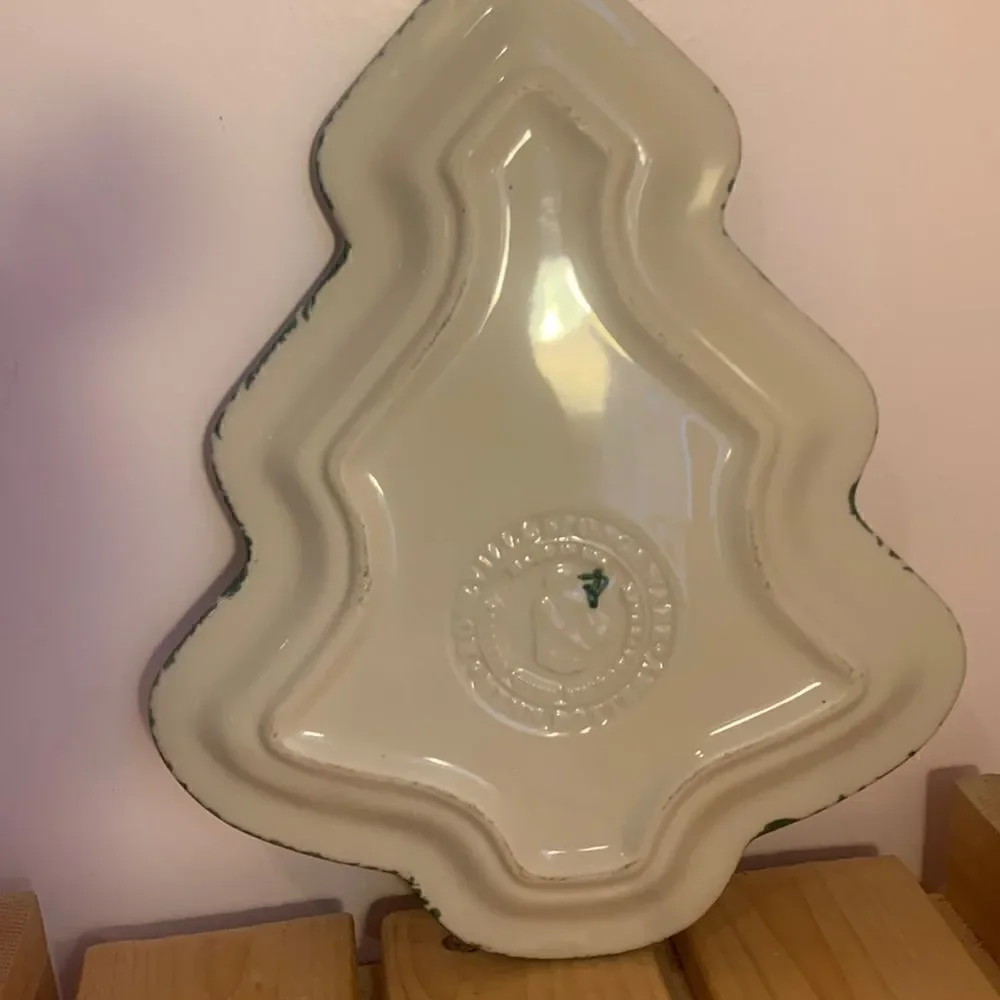 Henn Pottery Spongeware Tree Platter Plate Green